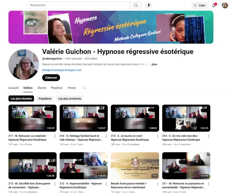 hypnose regressive esoterique valerie guichon chaine youtube